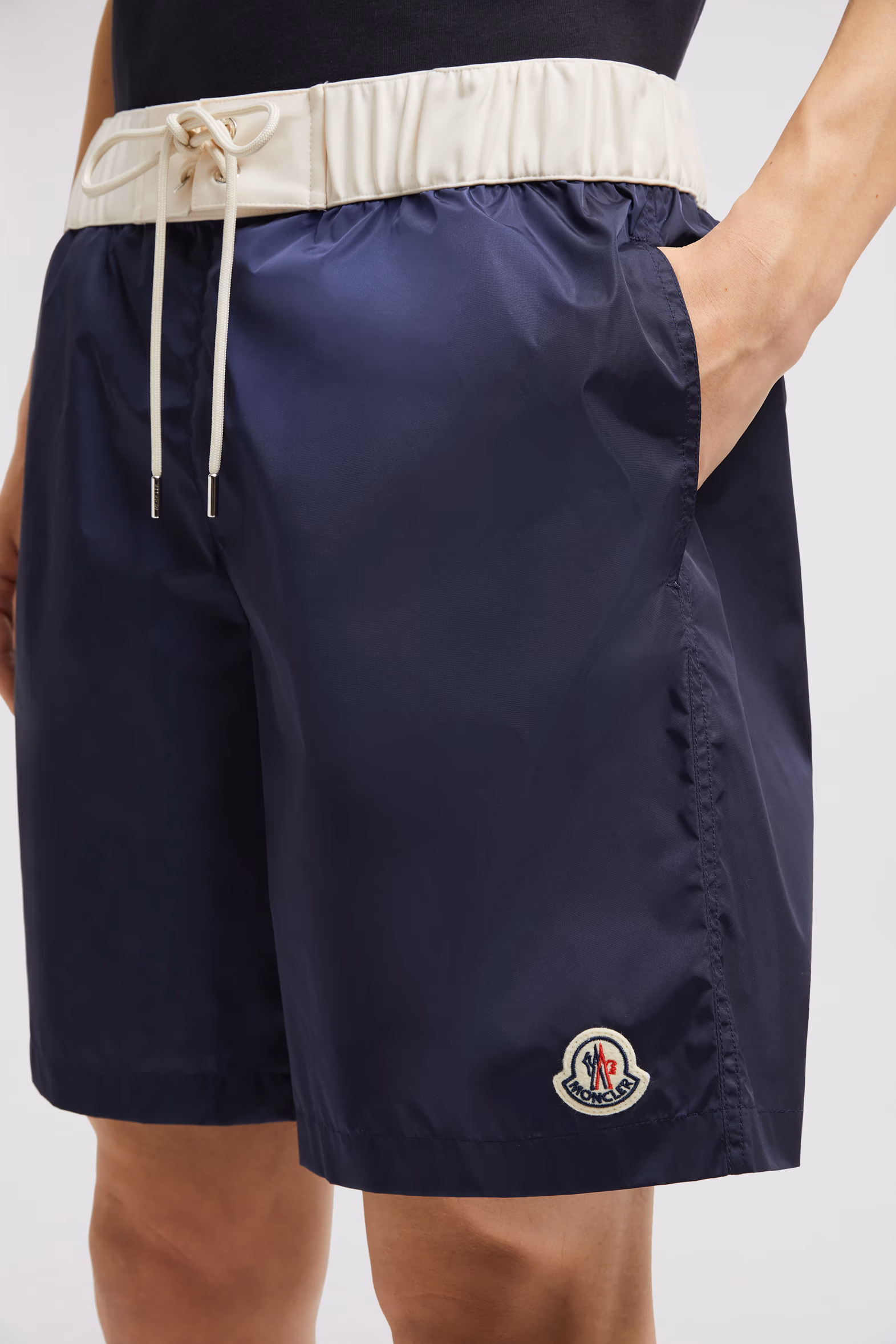 Logo Patch Swim Shorts Men Navy Blue Moncler 4